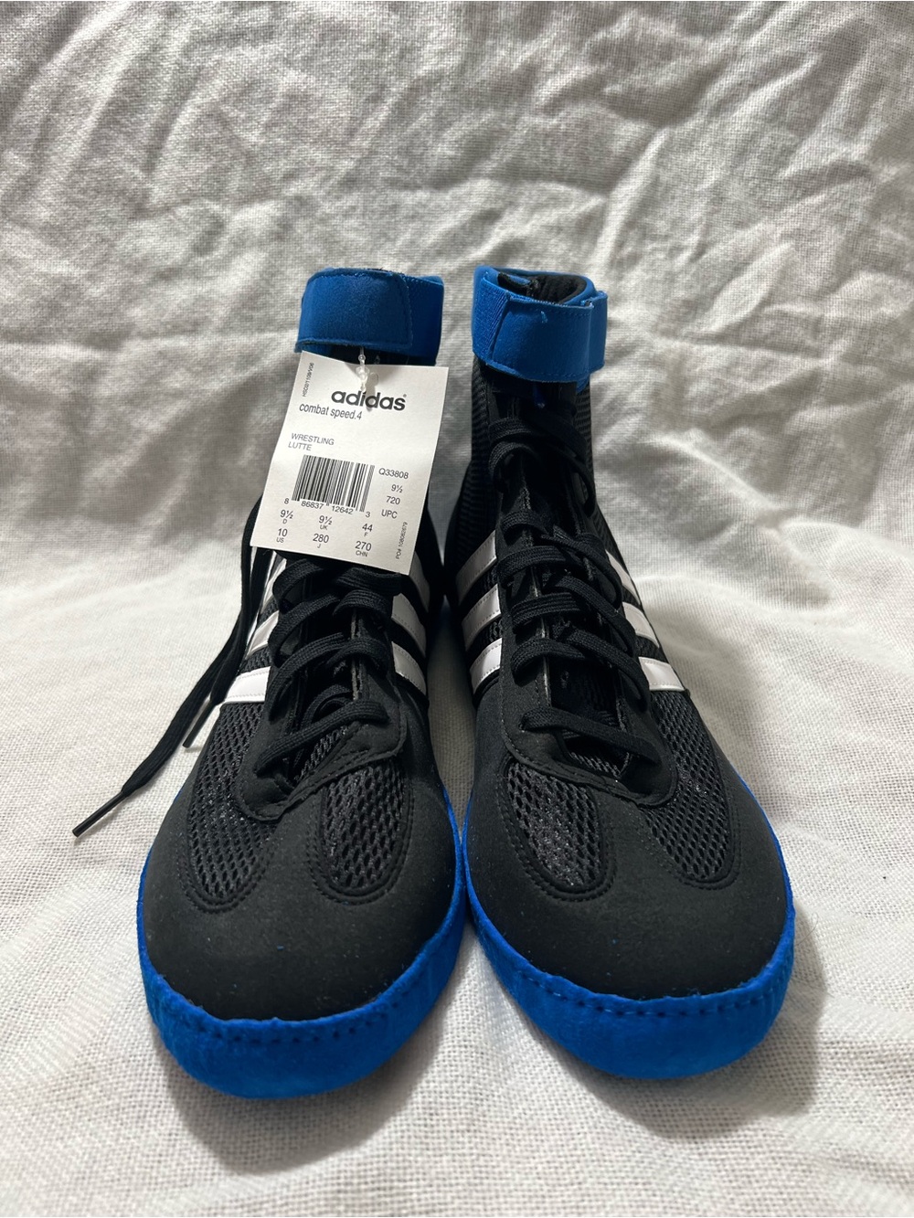 adidas Black & Blue High-Top Wrestling Shoes